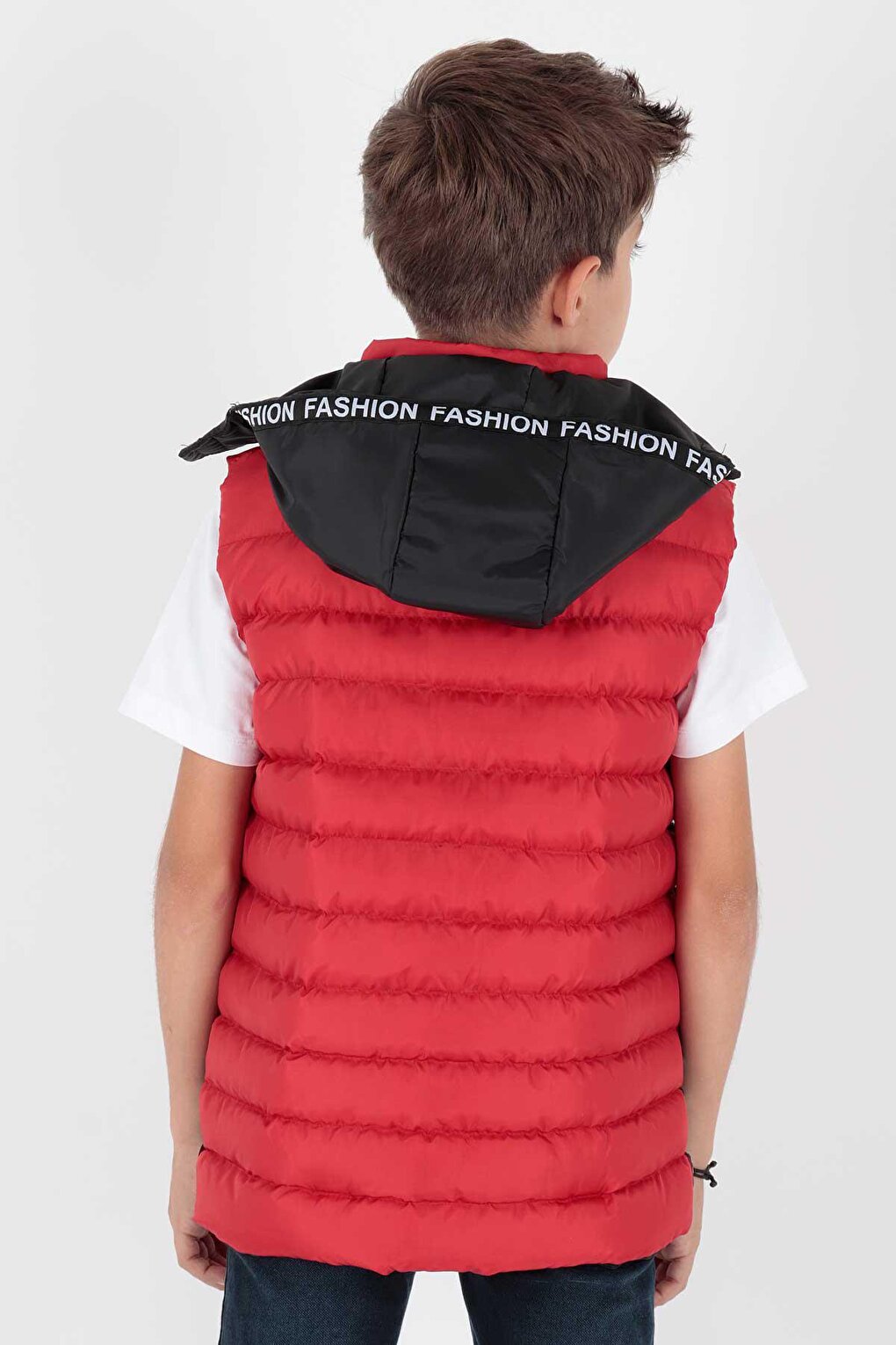 Boy's Fashion Trend Inflatable Hooded Striped Vest Ak213839