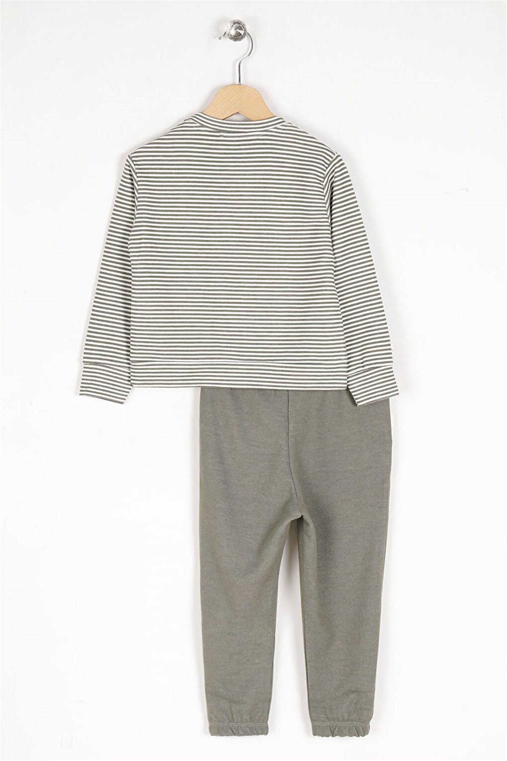 Boys' Khaki Colored Striped Tracksuit Set