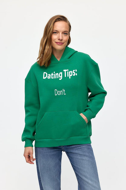 Printed Solid Color Sweatshirt -Green