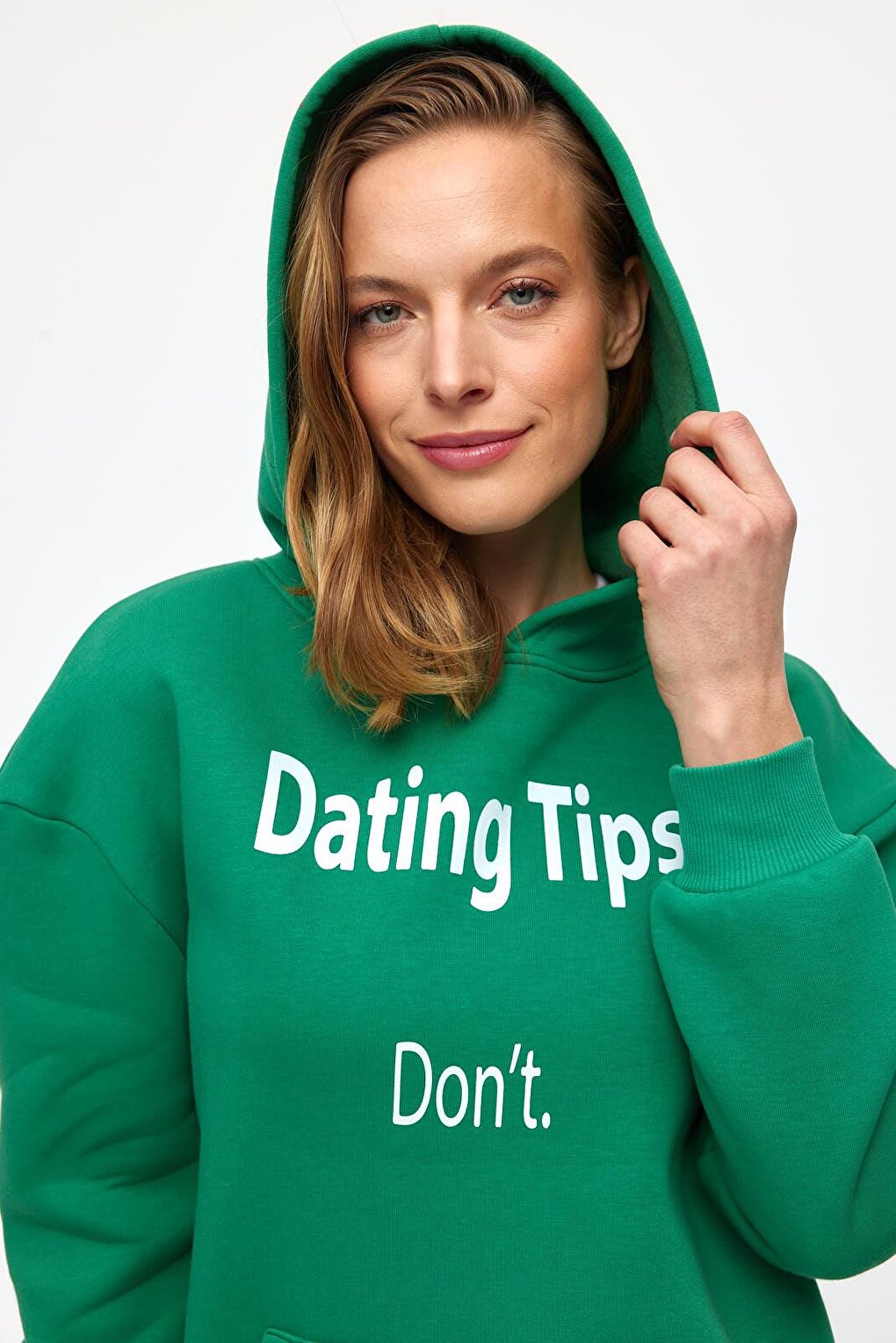 Printed Solid Color Sweatshirt -Green