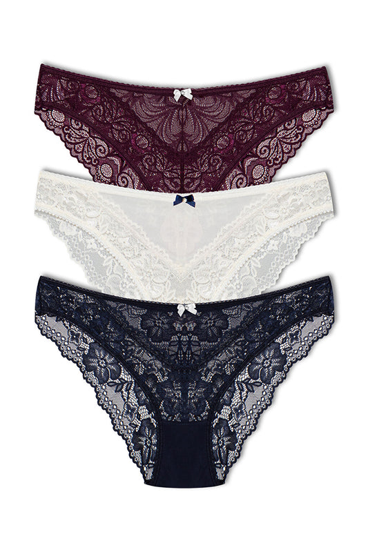 Lace Women's Slip Panties 3-Piece