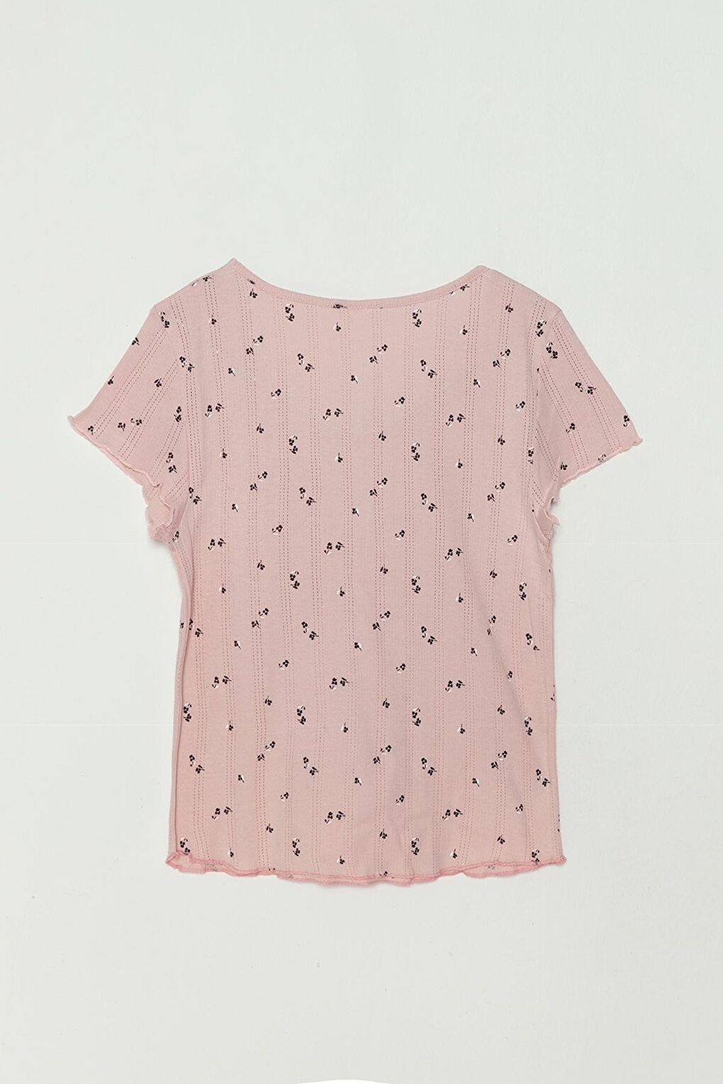 V-neck Floral Printed Girl's T-Shirt