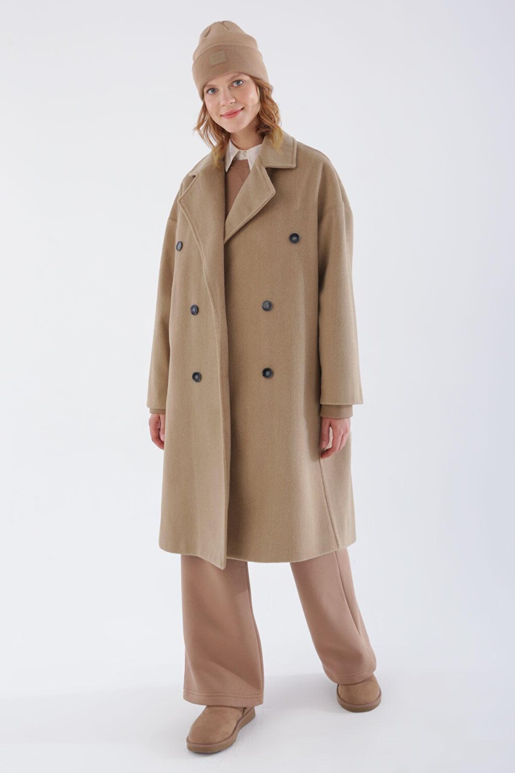 Beige Back Slit Stash Coat