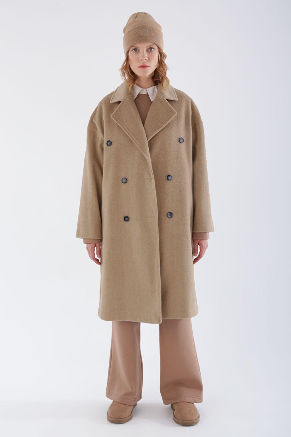 Beige Back Slit Stash Coat