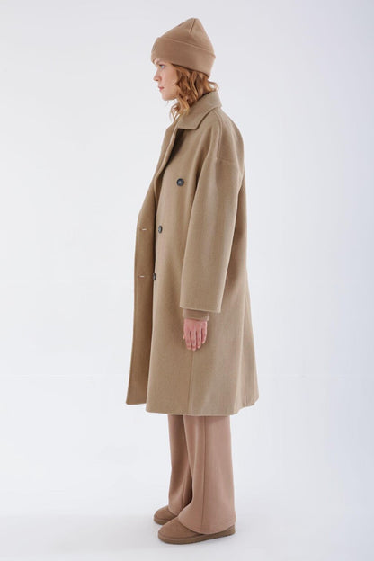 Beige Back Slit Stash Coat