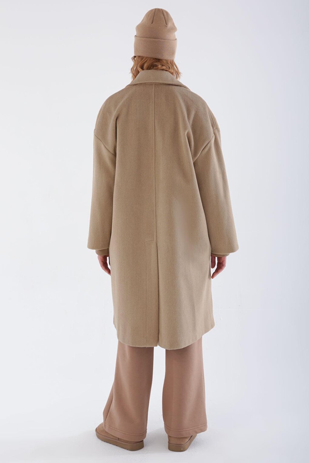 Beige Back Slit Stash Coat