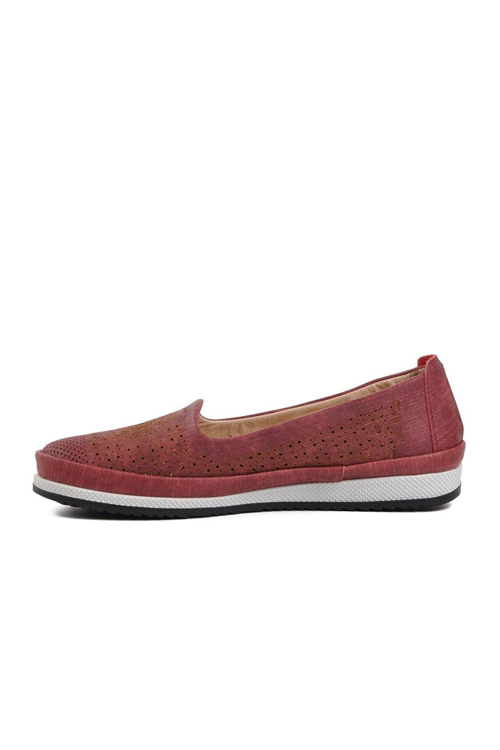 167 Burgundy Genuine Leather Women Casual Shoes