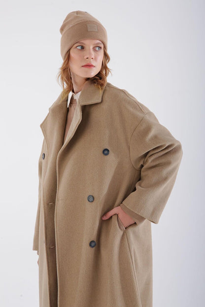 Beige Back Slit Stash Coat