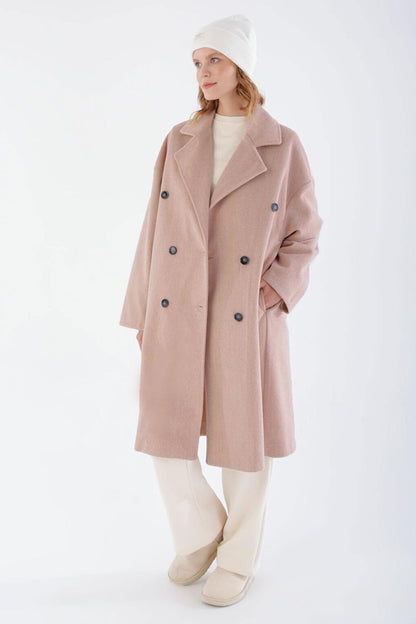 Pink Back Slit Cache Coat