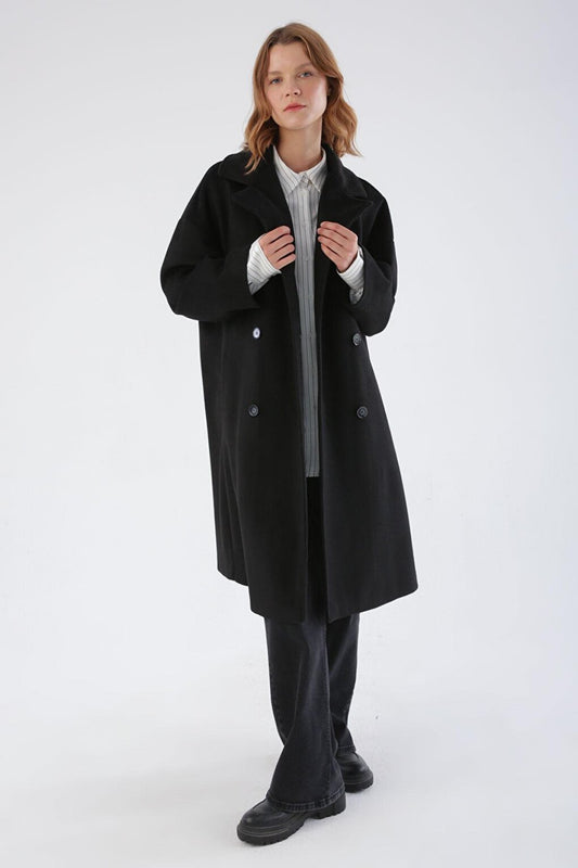 Black Back Slit Cache Coat