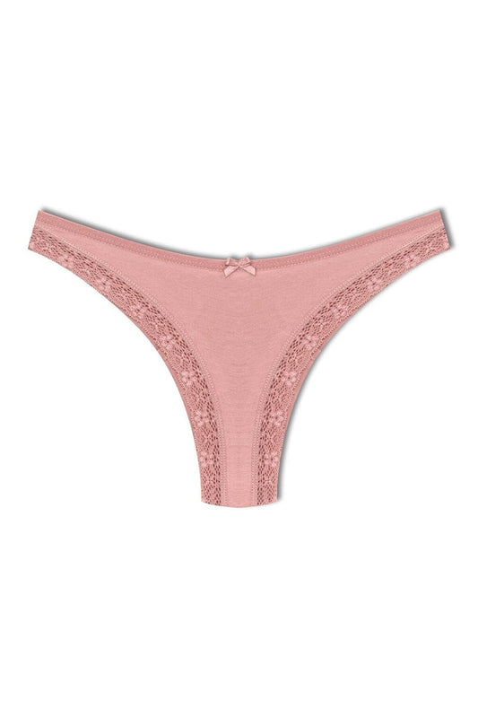 Cotton Front Leg Lace Detailed High Waist Brazilian Cut Women's Panties