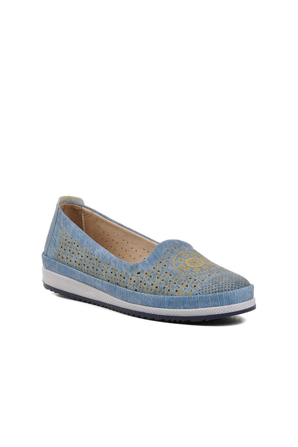 167 Blue Genuine Leather Women Casual Shoes