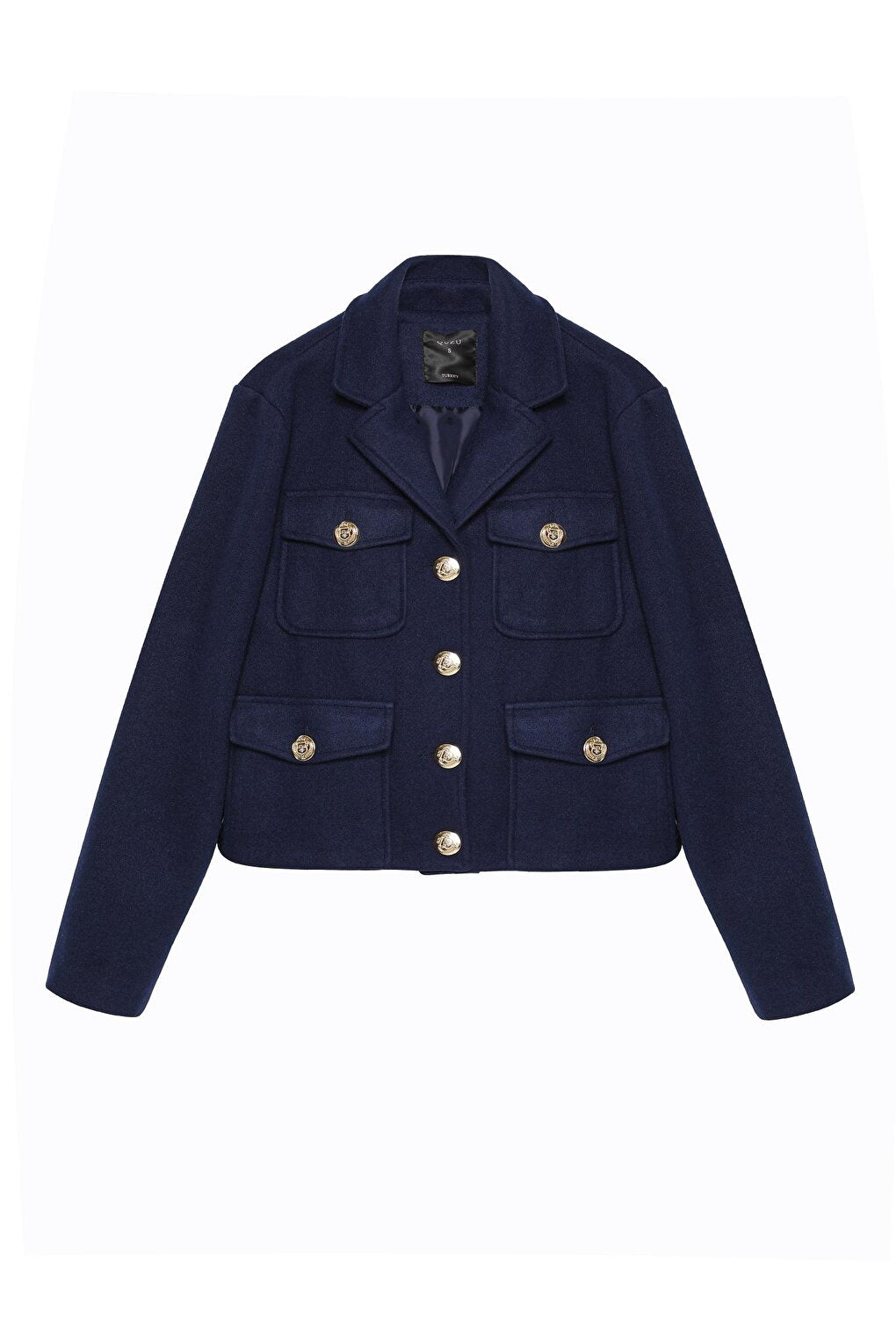 Button Detailed Stash Jacket Navy Blue