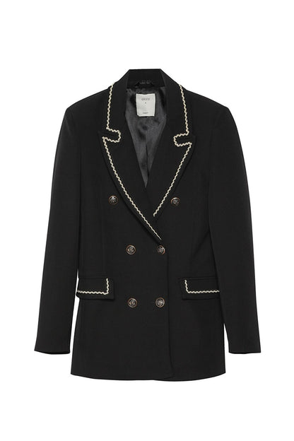 Gold Buttoned Blazer Jacket Black