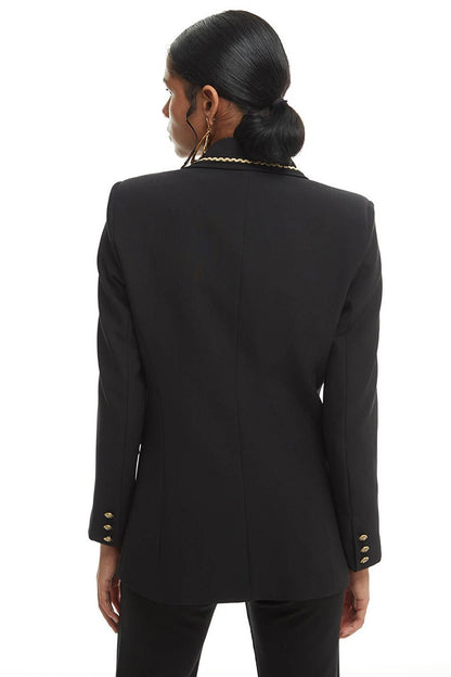 Gold Buttoned Blazer Jacket Black