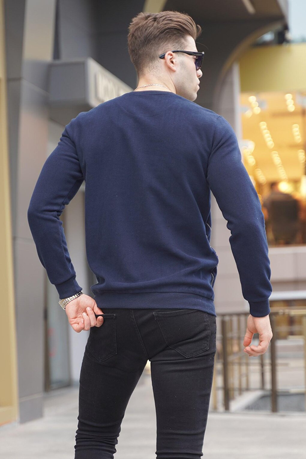 Navy Blue Basic Crew Neck Knitwear Sweater 5965