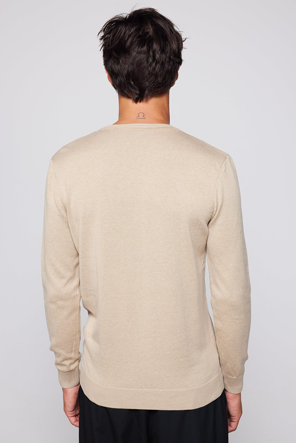 Men's Slim Fit Crew Neck Stone Color Sweater