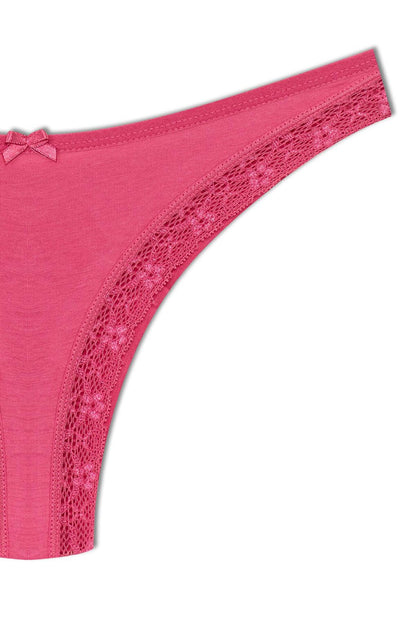 Cotton Front Leg Lace Detailed High Waist Brazilian Cut Women's Panties