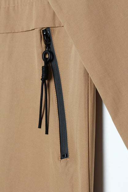 Dark Beige Hooded Pocket Zipper Trench Coat