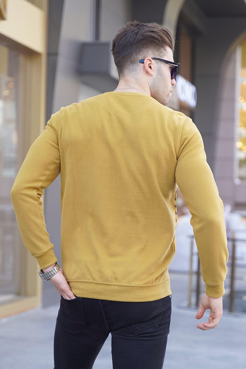 Mustard Striped Crew Neck Knitwear Sweater 5961