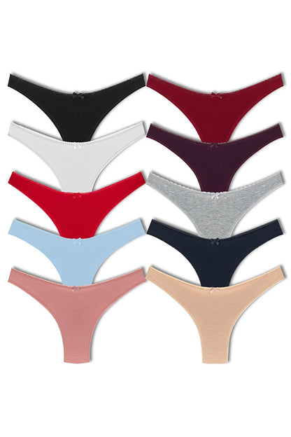 Cotton High Waist Brazil Women's Panties 10pcs