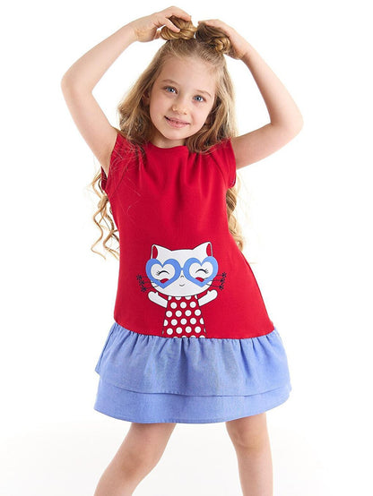 Cat Ruffle Red Girl Dress