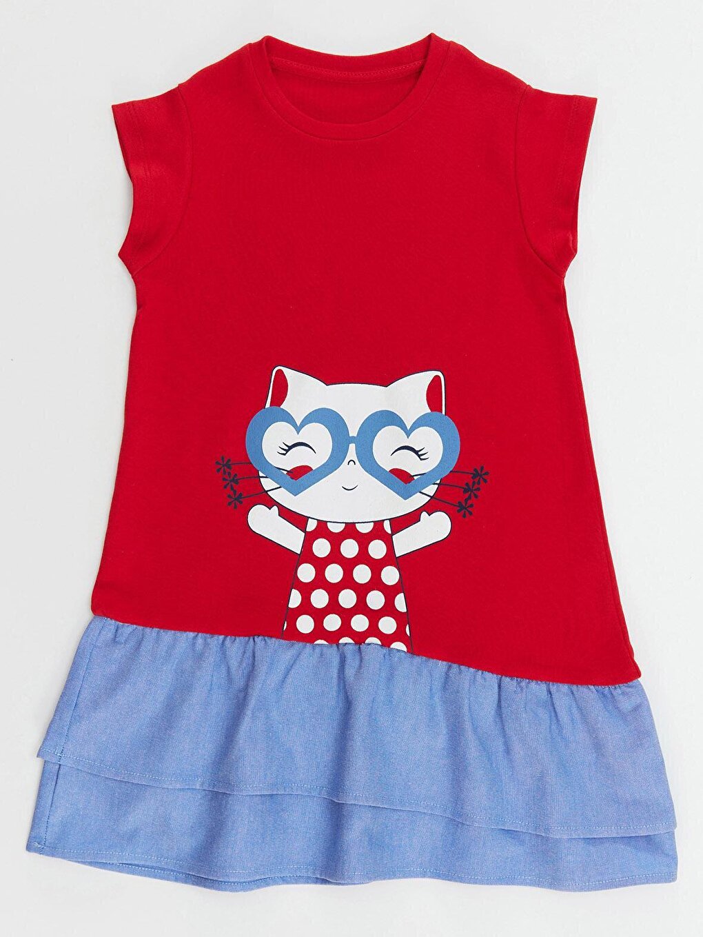 Cat Ruffle Red Girl Dress