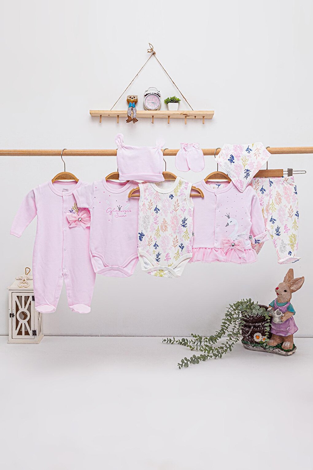 8-Piece Baby Hospital Release Set with Pink Bow Tie 16860