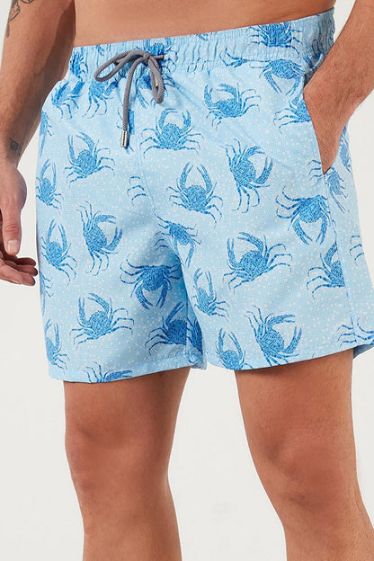 Patterned Swim Shorts with Waist Tie and Pockets Swimsuit Short 3800283