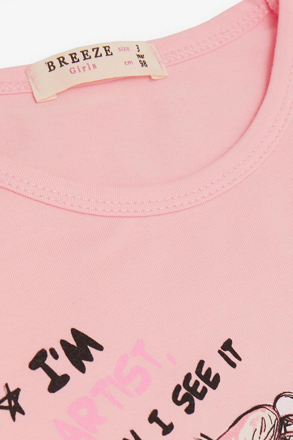 Girl's Long Sleeve T-Shirt, Girl Who Feels Artist, Printed Pink (Ages 3-8)