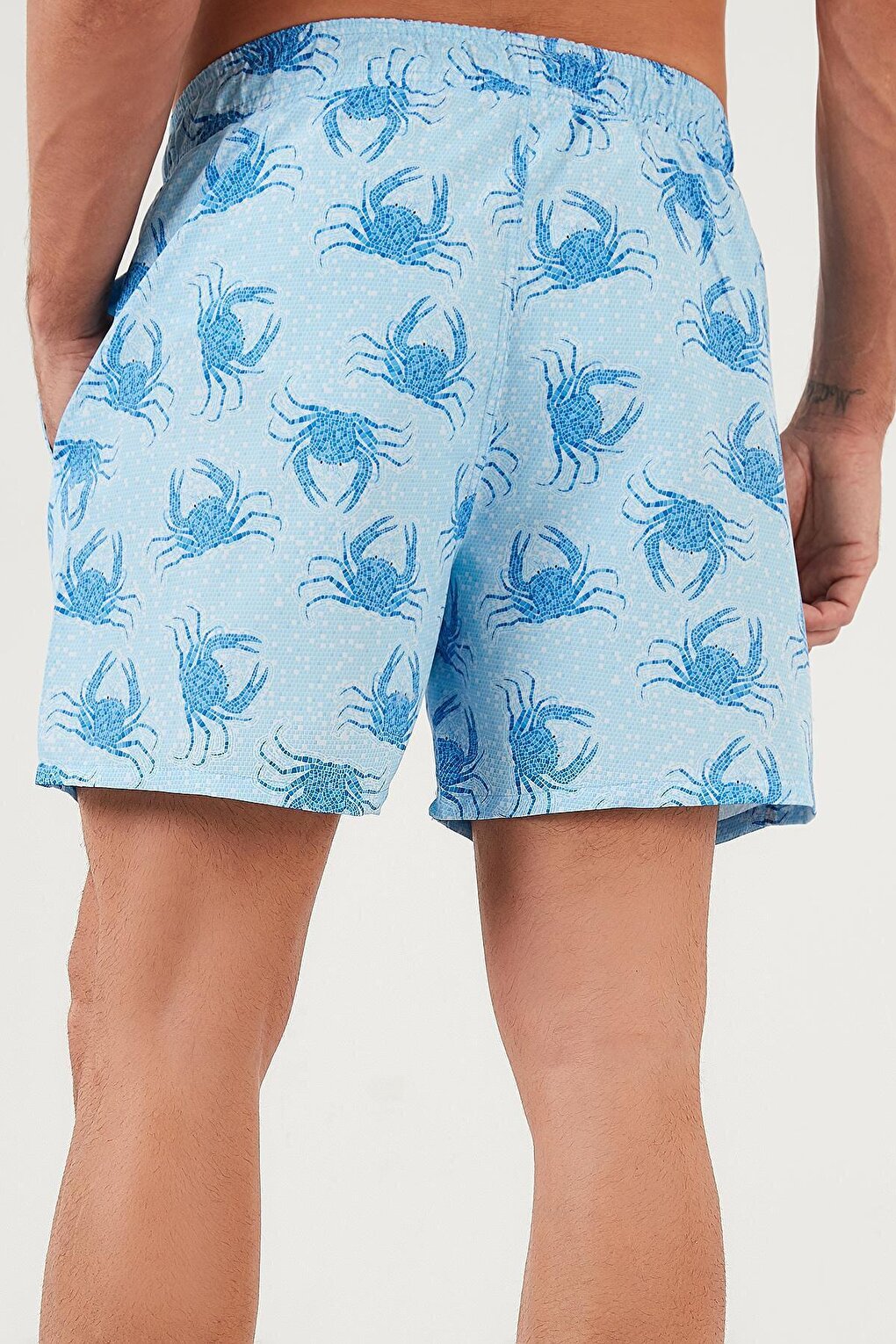 Patterned Swim Shorts with Waist Tie and Pockets Swimsuit Short 3800283