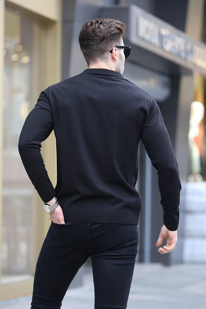 Anthracite Zipper Detailed Knitwear Sweater 5606