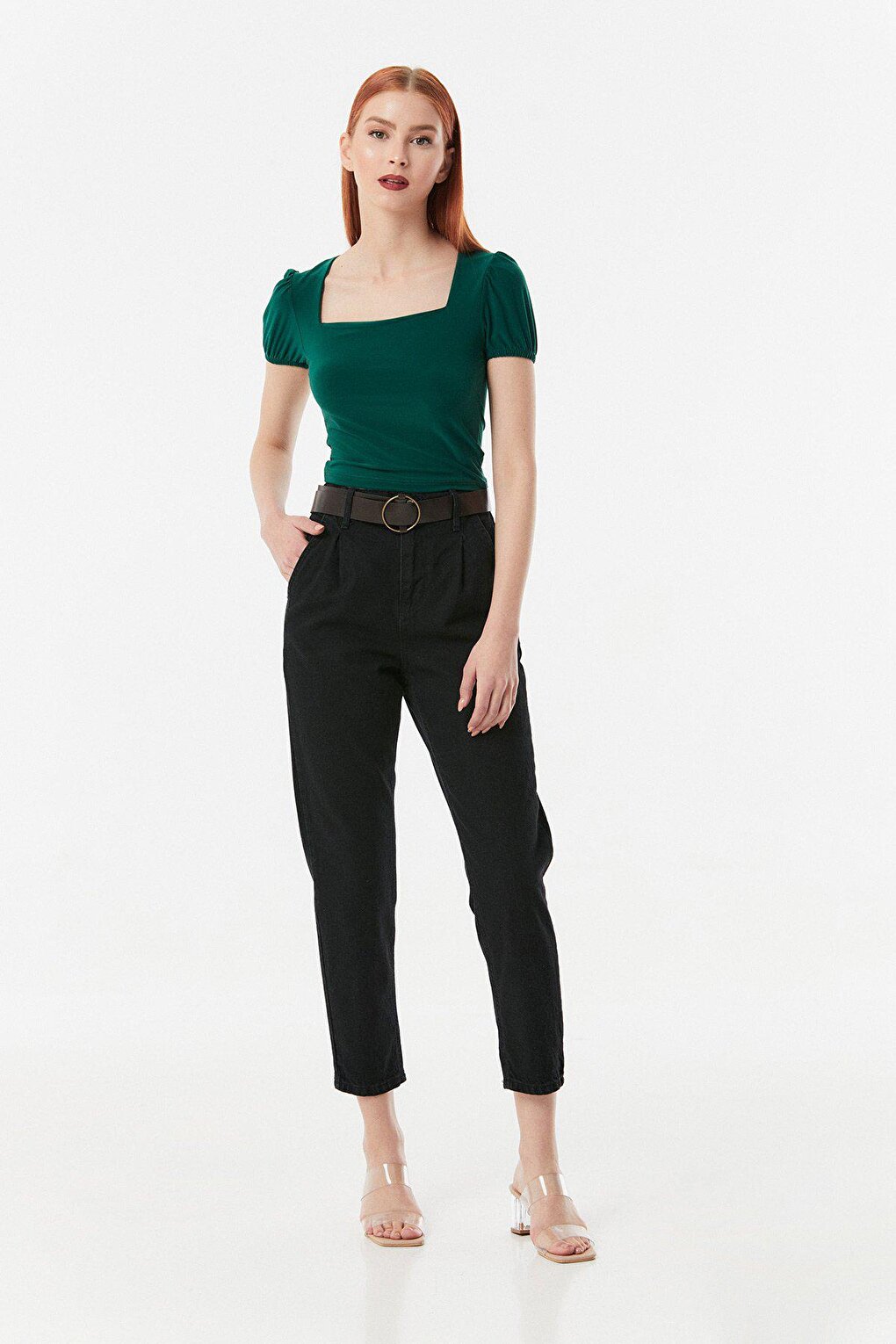 Belted Straight Jean Trousers