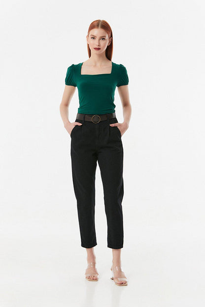 Belted Straight Jean Trousers