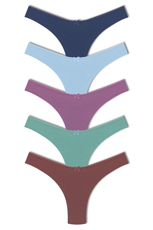 Cotton High Waist Brazilian Women's Panties 5-pack