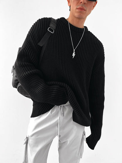 Extra Oversize Ribbed Knitted Sweater Black