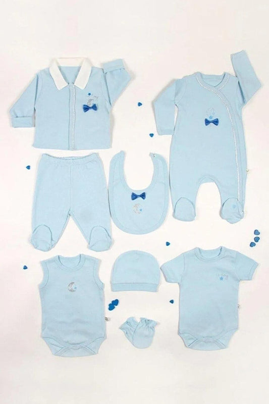 Blue Glitter Moon Patterned Baby 8 Pack Hospital Release 16921