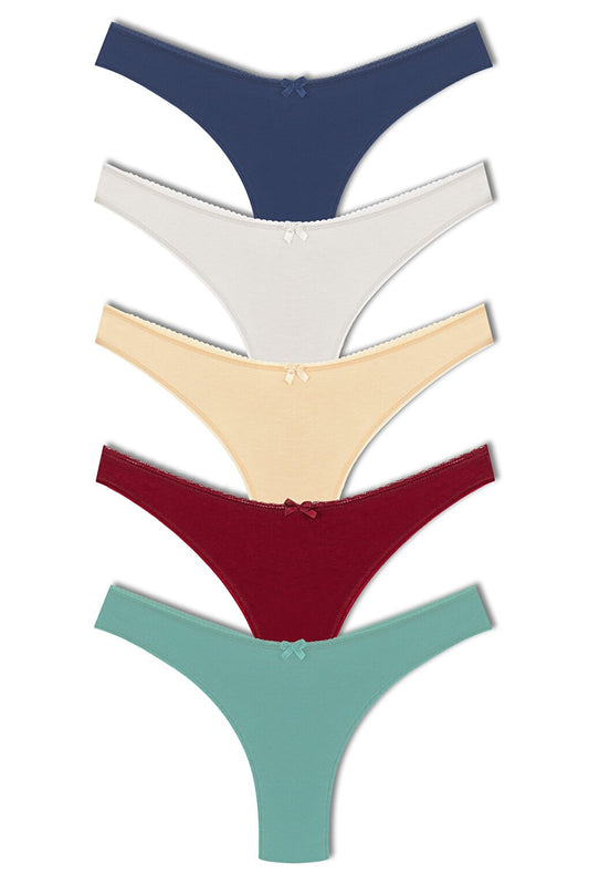 Cotton High Waist Brazilian Women's Panties 5-pack