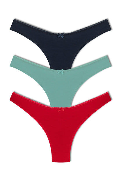 Cotton High Waist Brazil Women's Panties 3-Piece