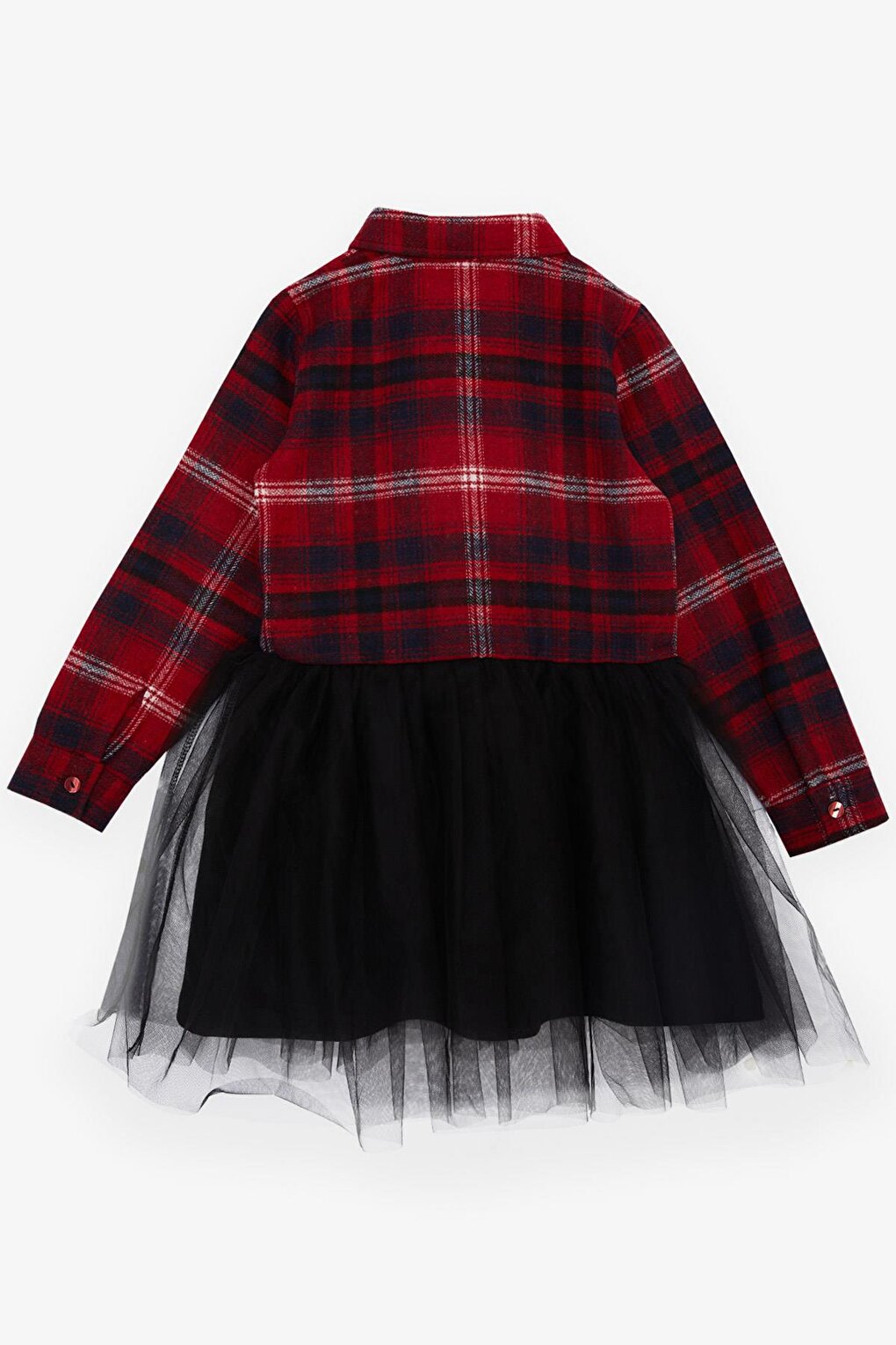 Girl's Long Sleeve Dress Plaid Skirt Tulle Mixed Color (8-12 Years)