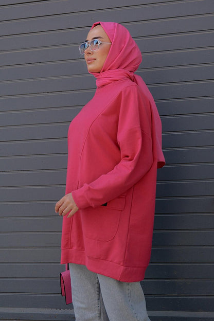 Two Thread Pockets Crest Tunic Fuchsia