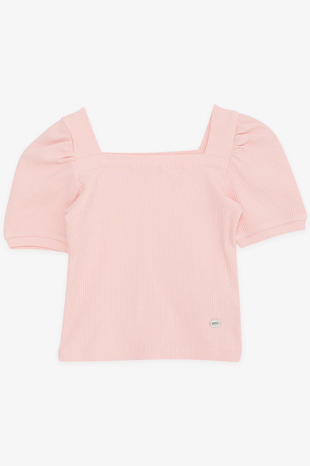 Girl's Crop T-Shirt Square Neck Salmon (Age 8-14)