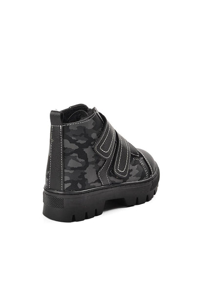 Arz 2301004-P Black Camouflage Shearling Children's Boots