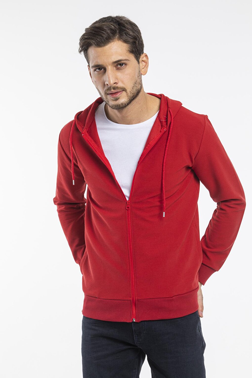 Men's Hooded Regular Fit Cardigan with Side Pockets SPR 20K62