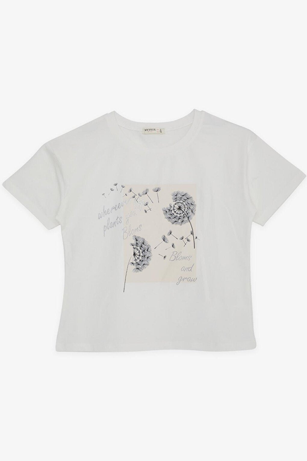 Girl's T-Shirt Floral Printed Ecru (Ages 9-14)