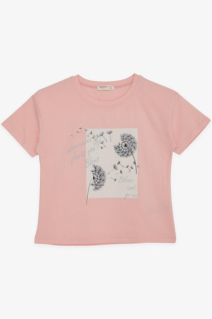 Girl's T-Shirt Floral Printed Salmon (Age 9-14)