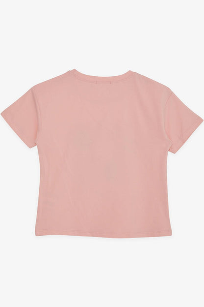 Girl's T-Shirt Floral Printed Salmon (Age 9-14)