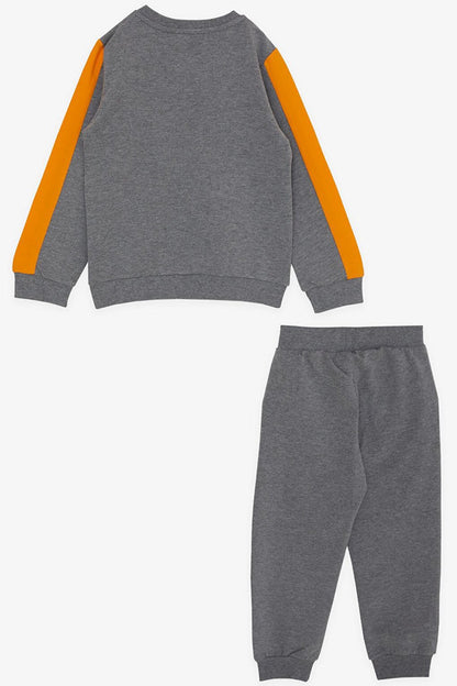 Boy's Tracksuit Set Animal Printed Dark Gray Melange with Moving Ears (Age 1-4)