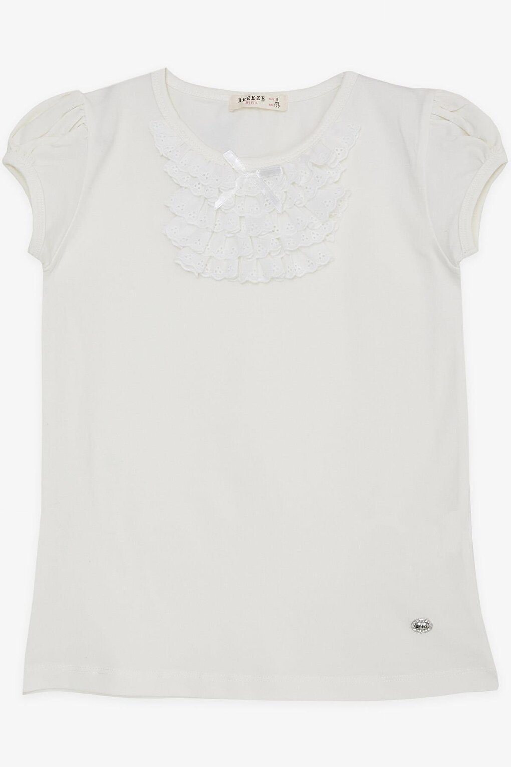 Girl's T-Shirt Laced Ecru (Age 4-8)