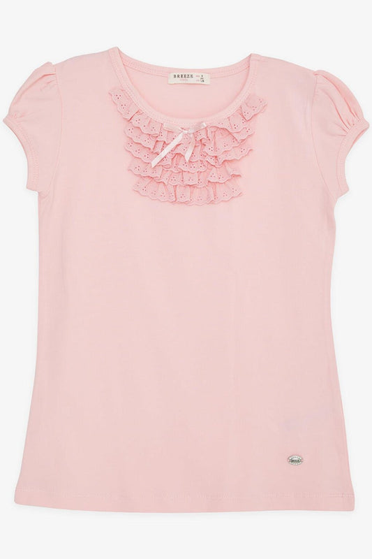 Girl's T-Shirt Laced Pink (4-8 Years)